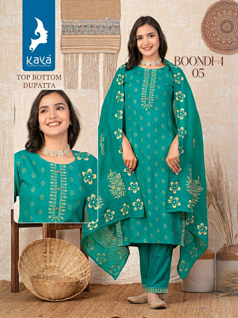 Boondi 4 By Kaya Straight Cut Rayon Printed Kurti With Bottom Dupatta Wholesalers In Delhi
